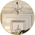 thumbnail image 3 of 42 Inch Gold Metal Framed Round Shatterproof Bathroom Mirror with Easy Install Reinforced Hooks for Modern Wall Decor, 3 of 9