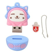 Cartoon Flash Drive PVC USB2.0 Cat Pattern Plug and Play Shockproof U Disk for Phone Laptop Pink Blue 32g