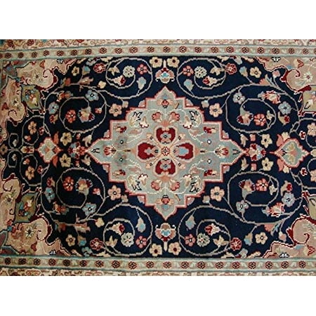 Ahmedani Navy Blue Beauty Floral Oriental Area Rug Hand Knotted Wool Silk Carpet 5 X 3 Walmart Canada