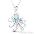 thumbnail image 1 of Octopus Ocean Sealife Charm Created Chalcedony 31x24mm (1.2x0.9in) Pendant & Chain Necklace in .925 Sterling Silver w/ Rhodium, 1 of 1