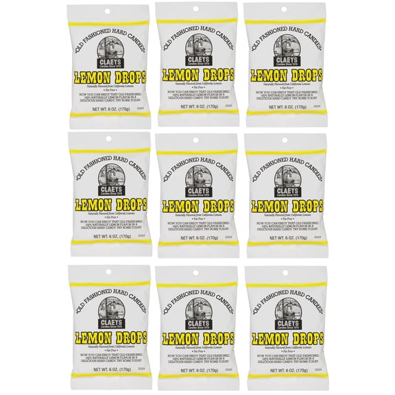 Claeys Old Fashioned Hard Candy - Lemon, 6oz (Pack of 9) Classic Tart-Refreshing Lemon Drops Since 1919