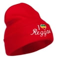 thumbnail image 4 of Rasta I Love Reggae Embroidered Long Beanie - Red OSFM, 4 of 5