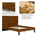 thumbnail image 6 of Euroco Wood Bed King Platform Bed with Six-Piece Headboard Design for Kids Adults,Brown, 6 of 11