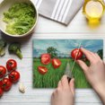 thumbnail image 4 of Asian Cutting Board, Old Wooden Bridge Between Rice Field with Sunlight at Khonburi Thailand, Decorative Tempered Glass Cutting and Serving Board, in 3 Sizes, by Ambesonne, 4 of 5