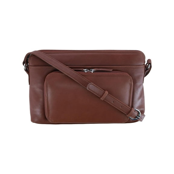 CTM Leather Shoulder Bag Purse w/ Side Organizer (Larger Version) (Women)