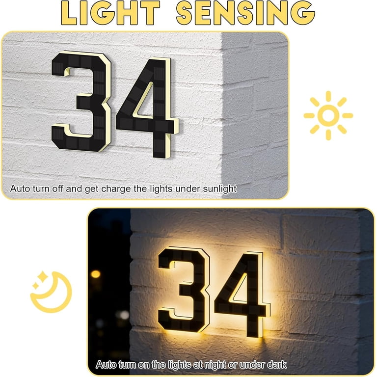 2026 Solar House Numbers – Light Up Address Plaque, No-Drill Adhesive Or Screw Mount, IP65 Waterproof, Dusk-to-Dawn Sensor, 1000mAh Battery, UV-Resistant ABS, 7” Modern Design