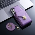 thumbnail image 3 of for Samsung Galaxy S23 Plus Case Wallet with Shoulder Strap for Women - Crossbody Lanyard,Zipper Pocket,Credit Card Holder,Shockproof - Metal Buckle Closure Premium PU Leather Case, Purple, 3 of 8