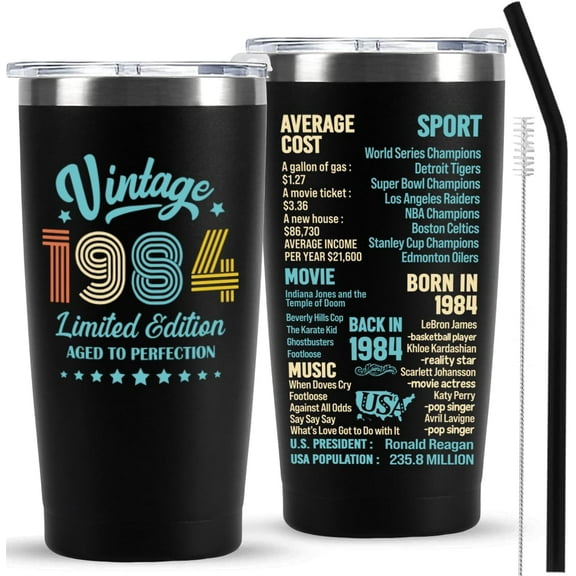 40th Birthday Gifts for Men women, 40 Years Old Birthday Gift for Him Her, 1984 Forty Birthday Present, Happy 40th Birthday Tumbler Cup
