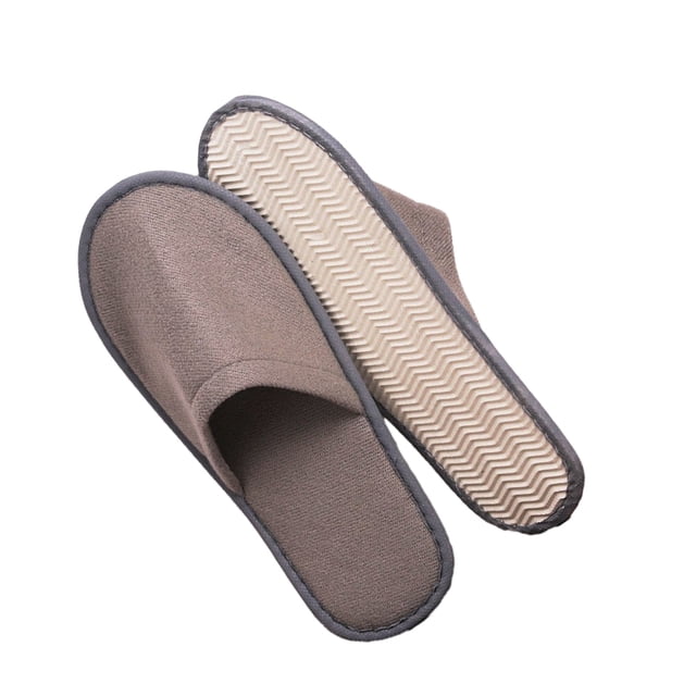 Jumpingount 10 pares de zapatillas de hotel desechables de lana coralina, zapatillas de casa de Color sólido, zapatos gruesos para invitados de Calzado gris 2