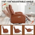 thumbnail image 3 of Blue Genuine Leather Swivel and Rocker Power Recliner Chair with Lumbar Support, Max Swivel Degree 270 ° , Heavy Duty Motion Mechanism with USB and Type-C, 3 of 15