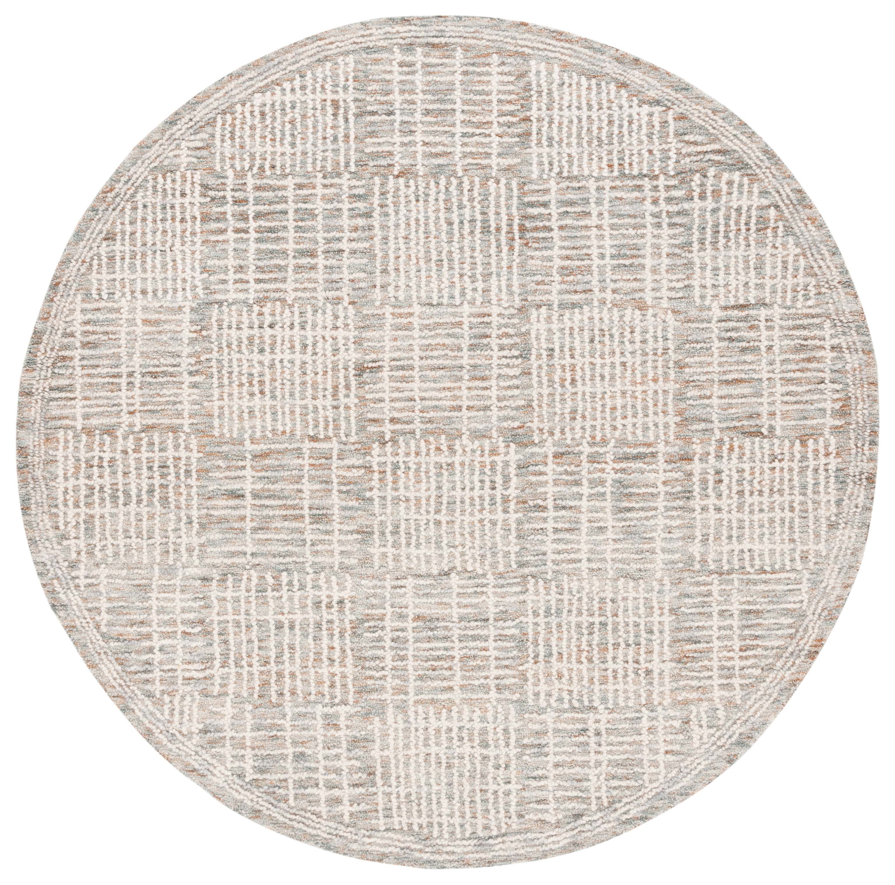 SAFAVIEH Abstract Milan Striped Area Rug, Brown/Ivory, 6' x 6' Round