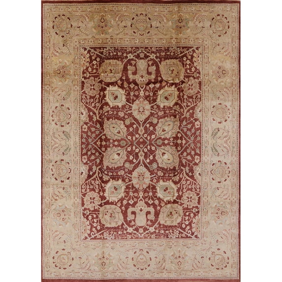 Ahgly Company Indoor Rectangle Mid-Century Modern Chestnut Red Oriental Area Rugs, 7' x 9'