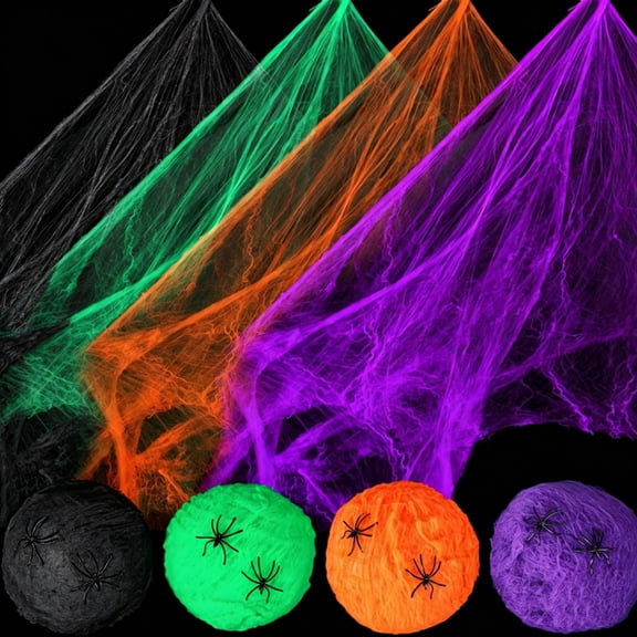 Halloween Spider Web Decoration with 20 Black Fake Spiders Giant Stretch Cobwebs Indoor Outdoor Yard Patio Party Scene Supplies