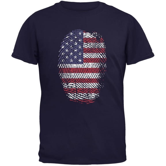 4th of July American Flag Pride Thumbprint Navy Youth T-Shirt - Youth X-Large