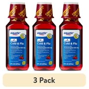 (3 pack) Equate Nighttime Cold and Flu Relief Liquid, Cherry Flavor, 8 fl oz, Compare to Vicks® Nyquil® Cold & Flu Active Ingredients