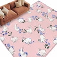 thumbnail image 2 of Easter Bunny 5'x8' Area Rug for Living Room, Spring Purple Flower Rustic Rabbit Pink Washable Non-Slip Rugs for Bedroom Nursery Dining Room, StainResistant Low-Pile Kitchen Carpet Large Entryway Rugs, 2 of 9