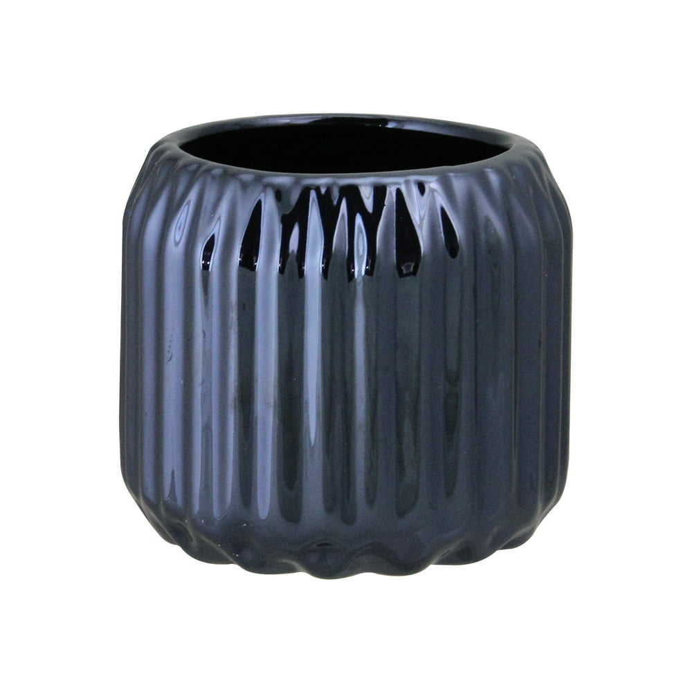 Northlight 2.75" Ridged Metallic Ceramic Tea Light Candle Holder Navy