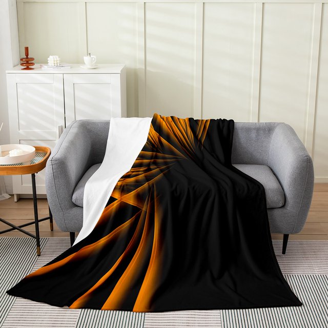 Erosebridal Neon Geometry Flannel Blanket for Adult, Abstract Sherpa Throw, Futuristic Decor