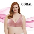 thumbnail image 1 of CHUANK Front-Closure Wireless Leisure Bra - Comfortable Plus Size Bras For Women Purple L, 1 of 9