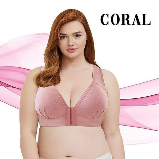 CHUANK Front-Closure Wireless Leisure Bra - Comfortable Plus Size Bras For Women Purple L