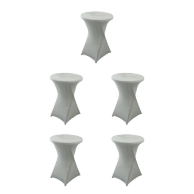 kurtrusly Polyester Hotel Wedding Party Table Cover Stretch Round Tablecloth For Easy Care Versatile Easy Wash silver 5Set