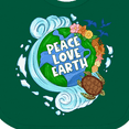 thumbnail image 4 of Inktastic Earth Day Peace Love Earth with Turtle and Waves Boys or Girls Baby Bib, 4 of 4