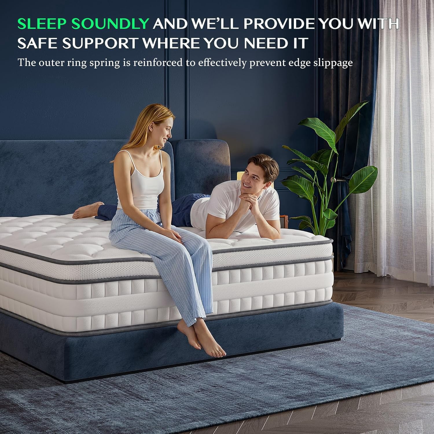 10-Inch Full Size Hybrid Mattress with Memory Foam and Pocket Coils, Medium Support, Motion Isolation, Breathable, White