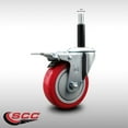 thumbnail image 2 of 4 Inch SS Red Poly Swivel 3/4 Inch Expanding Stem Caster Total Lock Brake SCC, 2 of 2