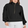 thumbnail image 4 of PENGXIANG Casual Femmes en Vrac Pull Revers Solide Manches Longues Demi-Zip Sweatshirt, 4 of 7