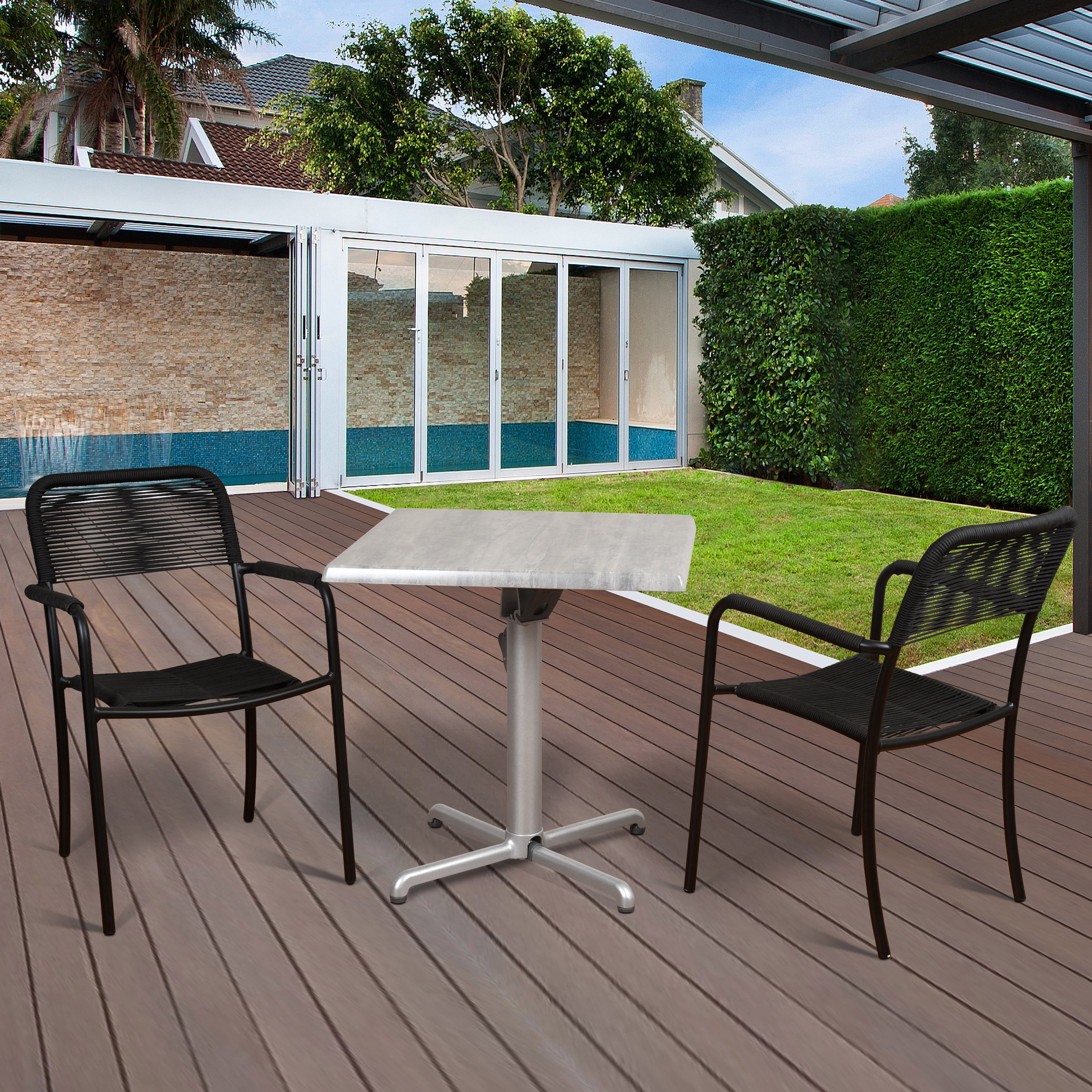 Amazonia Santa Fe 3 Piece Aluminum Outdoor/Indoor Bistro Set Black