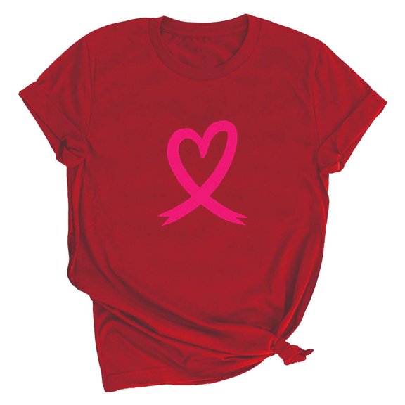 Alkepwun Women Breast Cancer Awareness Pink Ribbon Shirt Believe Faith Strong Heart Graphic Tops Cancer Fighter Tee