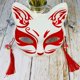 thumbnail image 1 of Máscara de zorro de gato pintada a mano, accesorio de Cosplay de Festival de Halloween, máscara japonesa de media cara, Anime Demon Slayer, 1 of 4