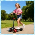 thumbnail image 2 of iScooter Electric Scooter for Kids 3-6, Bluetooth Music Speaker, Light-Up Wheels & Pedal, Thumb Accelerator, Adjustable Height, 3-Wheels Toddler Motorized Scooters for Boys Girls, 2 of 8