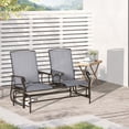 thumbnail image 6 of Outsunny 2-Person Outdoor Glider Bench w/ Center Table, Steel Frame for Backyard Garden Porch, Gray, 6 of 9
