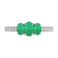 thumbnail image 5 of Three Stone Round and Oval Shape Natural Emerald Gemstone Ring in 14K White Gold (Size: 4.5), 5 of 6