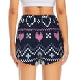 thumbnail image 4 of Uemuo Pixel Heart Winter Pattern Women's Athletic Shorts High Waisted Running Shorts with Liner Pockets Gym Elastic Workout Shorts-Medium, 4 of 9