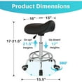 thumbnail image 2 of Saddle Stool Ergonomic- Comfortable Rolling Saddle Stool with Wide Thick Saddle Seat Padding, Swivel Adjustable Saddle Chair with Wheels and Ring Pedal for Medical Massage Salon (Dark Black), 2 of 6