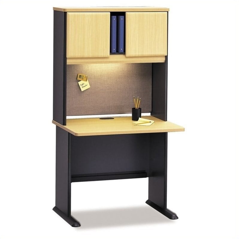 Bush Business Series A 36 Wood Computer Desk With Hutch In Beech