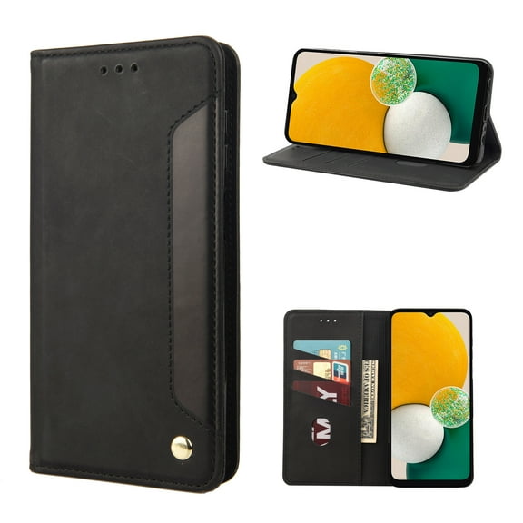 ELEHOLD for Samsung Galaxy A53 5G Flip Wallet Case, Slim Shockproof Premium Vintage PU Leather Magnetic Closure Built-in Card Holders Kickstand Function Wallet Purse Case,black