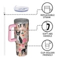 thumbnail image 4 of OBREWU Pink Boston Terrier and Flower Tumbler with Handle and Lid,Pink Boston Terrier and Flower 40oz Double Wall Vacuum Insulated Tumbler,Cups Gift for Women and Men, 4 of 7