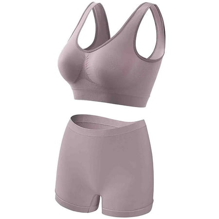 Njoeus Everyday Bras Sports Bras for Women Pack Women s Wire Free Push Up Bras Seamless Comfort Breathable Wireless Sports Bra and Panty Sets for Women Underwear Set Workout Bras for Women