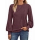 thumbnail image 1 of Blusas de Larga para Mujer, con Cuello Redondo Plisado, Informales, de Negocios, Ropa de Moda. Rojo Vino M, 1 of 6