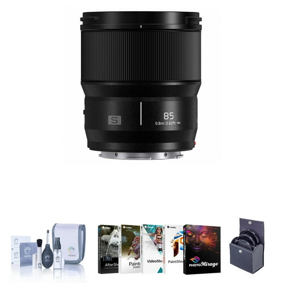 LUMIX S Series 85mm f/1.8 Lens for Leica L, Bundle with ProOptic 67mm Filter Kit, PC Software Kit, Cleaning Kit
