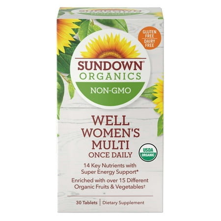Sundown Organics Thrive Women's Multivitamin, Once Daily, Non-GMO, USDA Certified Organic, 30