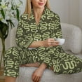 thumbnail image 4 of Goofa Green Snake Printed Women’s 2 Piece Pajama Set Super,Pajamas Women's Long Sleeve Sleepwear Soft Button Down Loungewear Pjs Lounge Set Nightwear-Large, 4 of 9