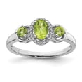 thumbnail image 6 of 925 Sterling Silver Rhodium Peridot Diamond Ring Size 7, 6 of 6