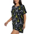 thumbnail image 3 of Womens Pajama Sets With Pocket, glod Eiffel Tower Lounge Sets Short Sleeve Sleepwear PJ Sets for Women, 3 of 6