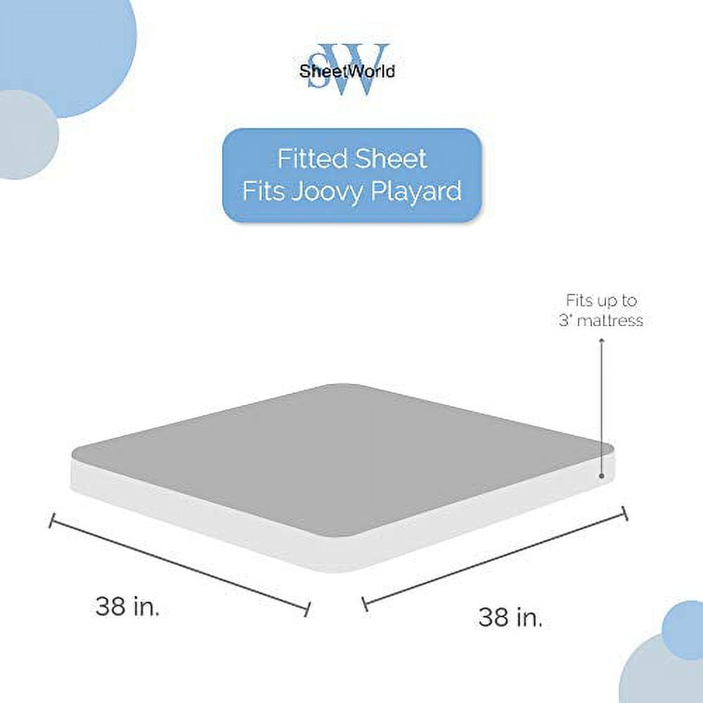 SheetWorld Fitted 100% Cotton Percale Square Play Yard Sheet Fits Joovy 38 x 38, Safari Animals Pink