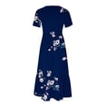 thumbnail image 4 of Fankiway Robe Longue Ample à Manches Courtes avec Poche et Col Rond Imprimé pour Femmes Rondes Robes de Printemps pour Femmes 5863, 4 of 4