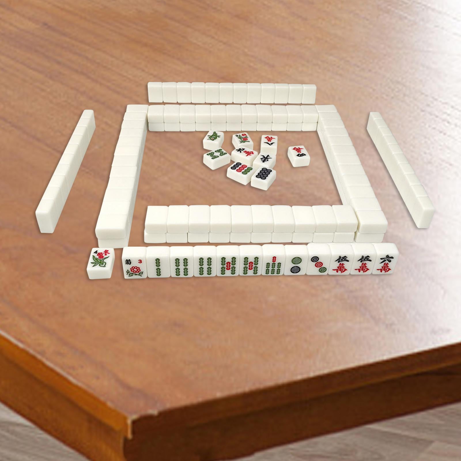 LeeQinersw 144x Chinese Version Game Set Leisure Time Chinese Style Game Mini Mahjong Tiles White